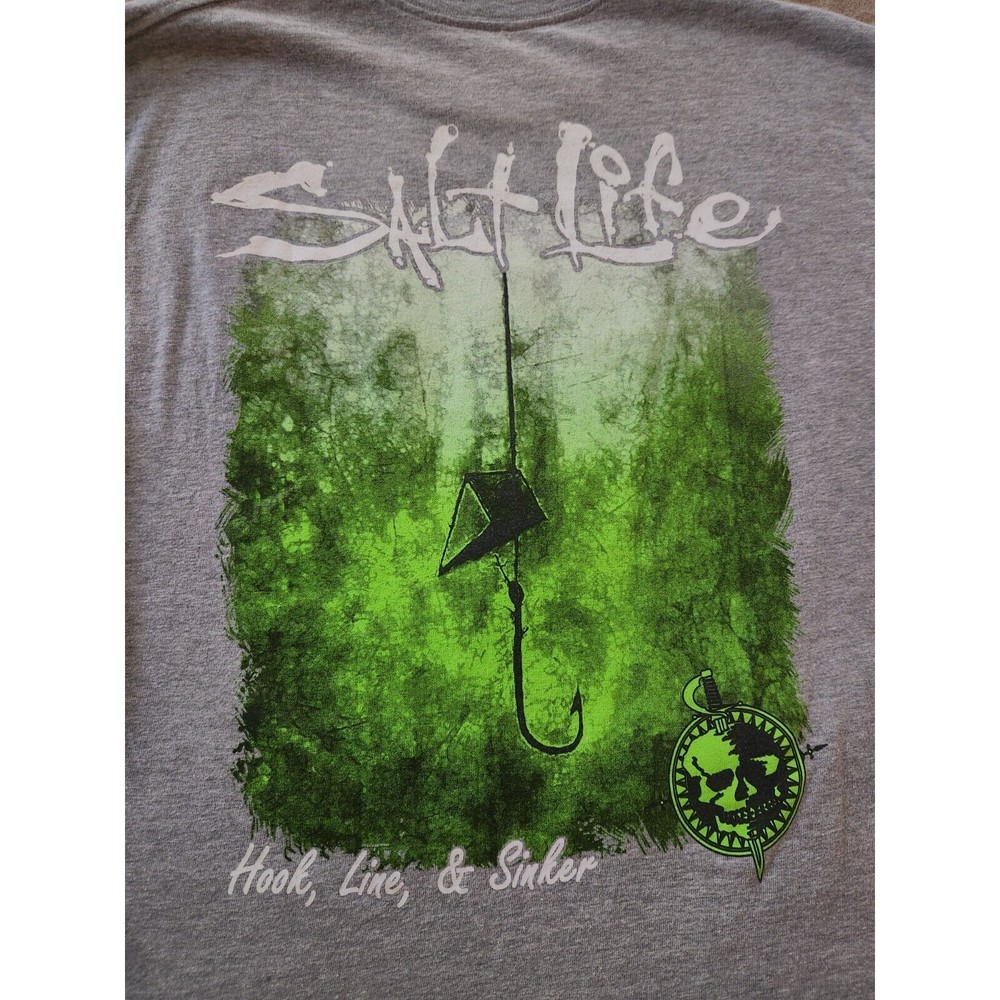 Salt Life Shirt Mens Medium Gray short Sleeve Fishing Graphic TShirt